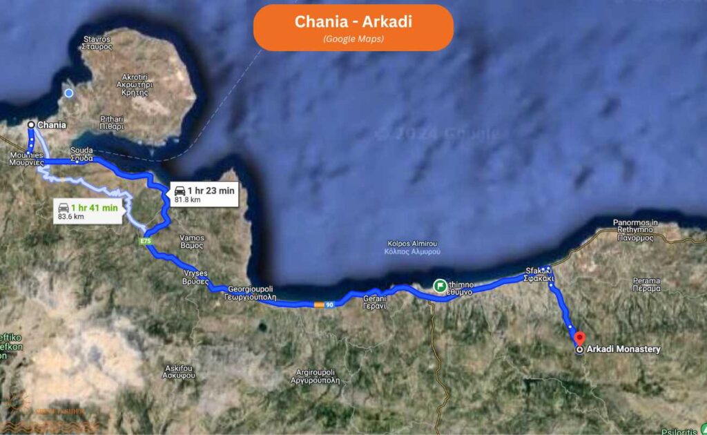 Chania - Arkadi (Google Maps Data).